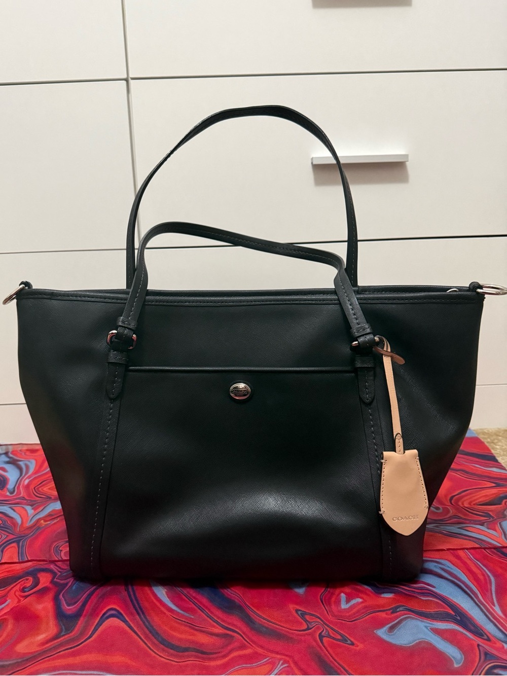 Vintage Coach Peyton Smooth Leather Top-Zip Pocket Tote Shoulder Bag F25667